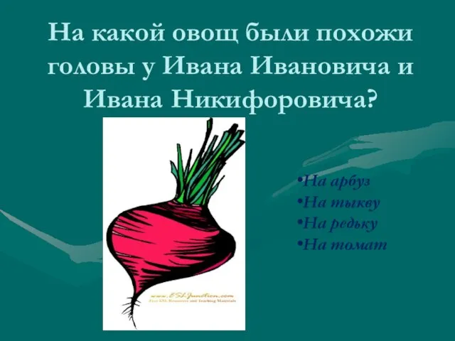 На какой овощ были похожи головы у Ивана Ивановича и Ивана Никифоровича?