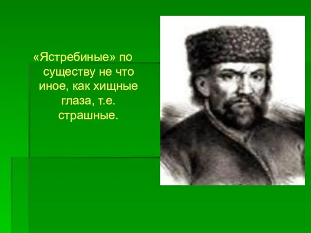 «Ястребиные» по существу не что иное, как хищные глаза, т.е. страшные.