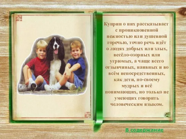 Куприн о них рассказывает с проникновенной нежностью или душевной горечью, точно речь