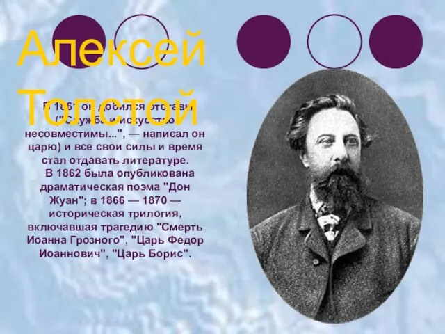 В 1861 он добился отставки ("Служба и искусство несовместимы...", — написал он