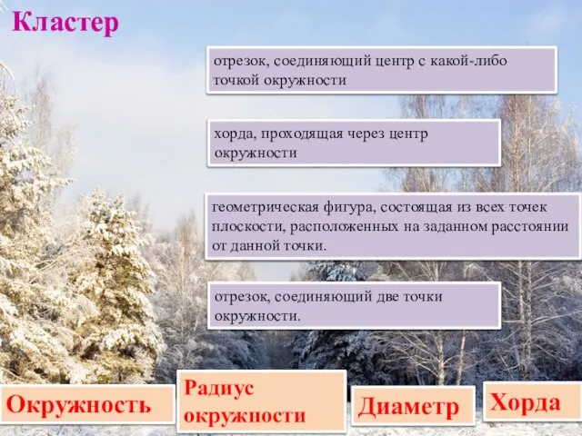 Окружность геометрическая фигура, состоящая из всех точек плоскости, расположенных на заданном расстоянии