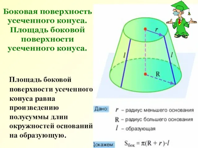 Боковая поверхность усеченного конуса. Площадь боковой поверхности усеченного конуса. Площадь боковой поверхности