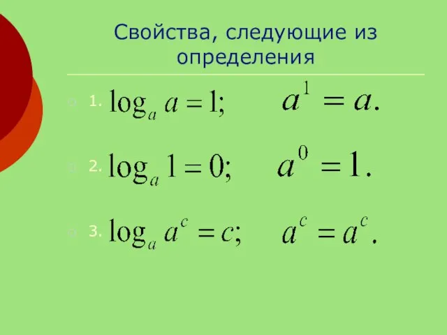 1. 2. 3. Свойства, следующие из определения