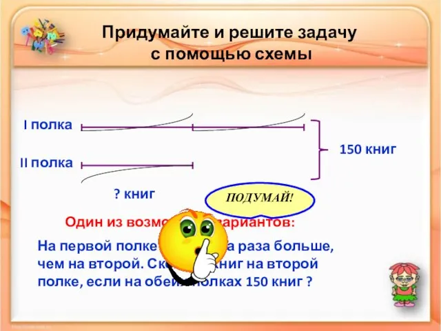 Придумайте и решите задачу с помощью схемы I полка II полка 150