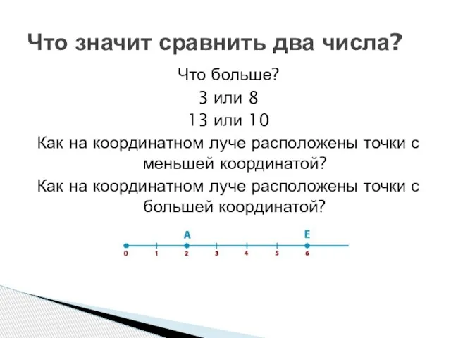 Что больше? 3 или 8 13 или 10 Как на координатном луче