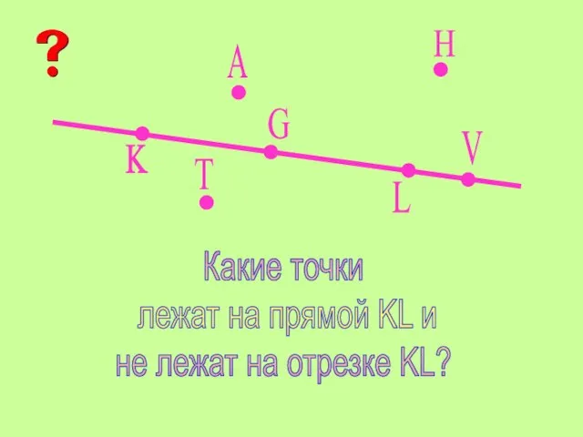 K L A V G H T Какие точки лежат на прямой