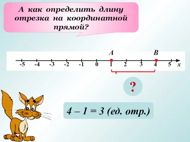 А как определить длину отрезка на координатной прямой? А В ? 4