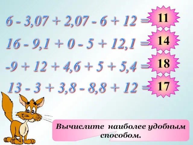 Вычислите наиболее удобным способом. 6 - 3,07 + 2,07 - 6 +