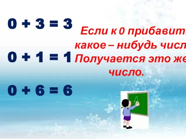 Если к 0 прибавить какое – нибудь число. Получается это же число.