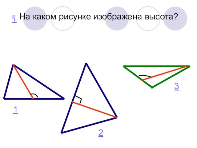 1 На каком рисунке изображена высота? 1 2 3