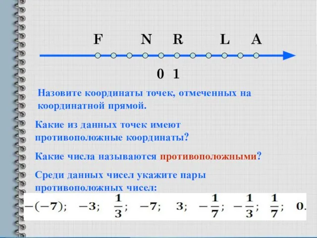 0 1 F N R L A Какие из данных точек имеют