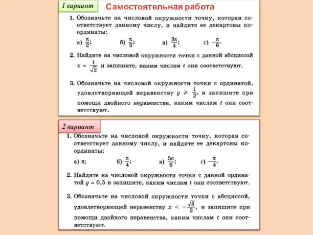 Самостоятельная работа 1 вариант 2 вариант