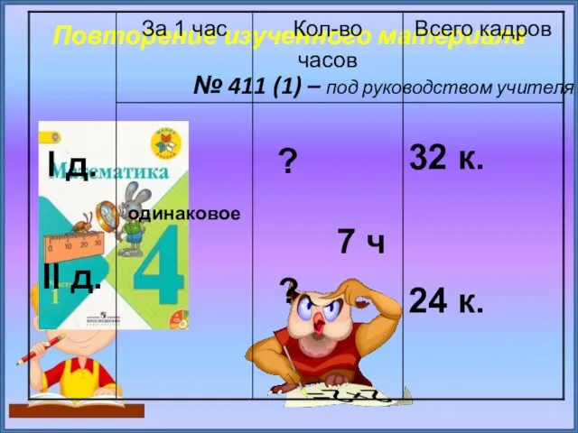 Повторение изученного материала № 411 (1) – под руководством учителя