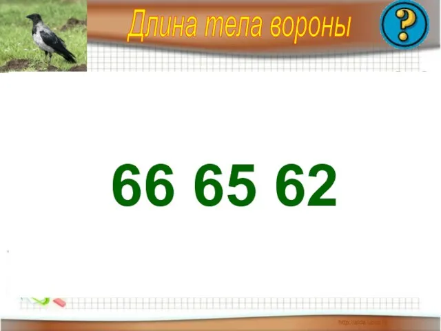 Длина тела вороны 72-6 = 71-9 = 5 3 2 4 1