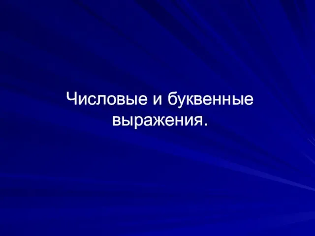 Числовые и буквенные выражения.