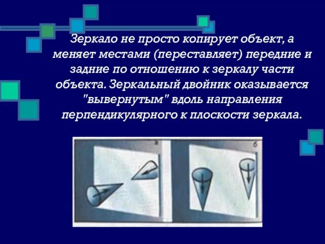 Зеркало не просто копирует объект, а меняет местами (переставляет) передние и задние