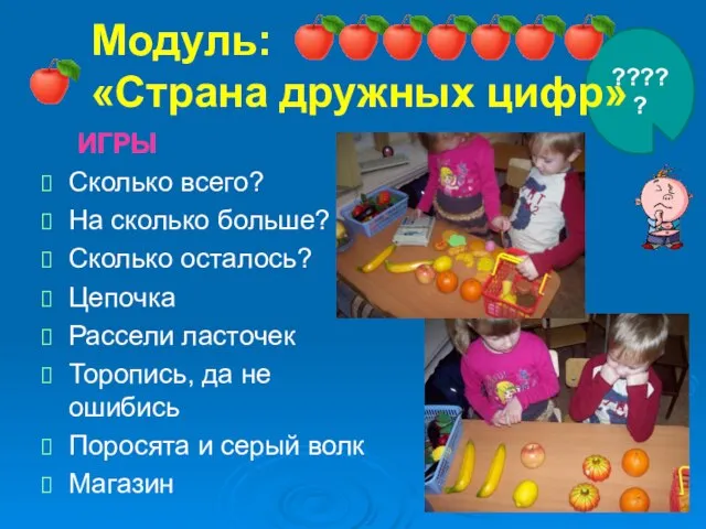 ????? Модуль: «Страна дружных цифр» ИГРЫ Сколько всего? На сколько больше? Сколько