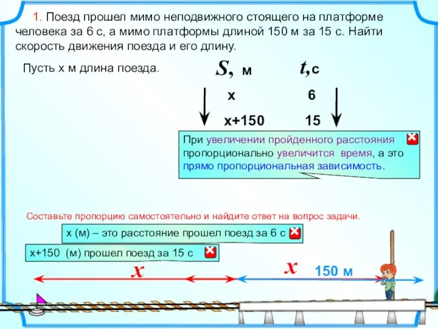 1. Поезд прошел мимо неподвижного стоящего на платформе человека за 6 с,