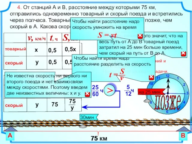 х 75 у 75 4. От станций А и В, расстояние между