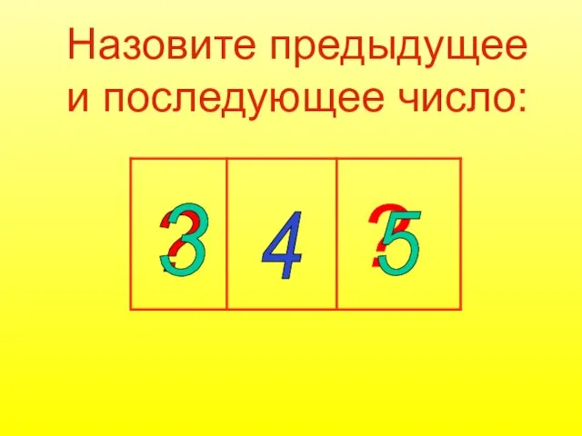 Назовите предыдущее и последующее число: 4 ? ? 3 5