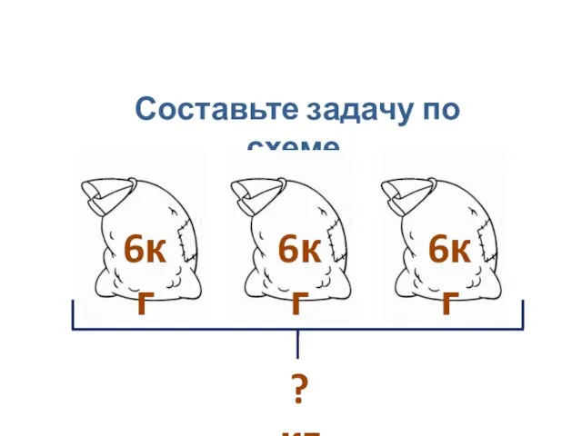 Составьте задачу по схеме. 6кг 6кг 6кг ?кг