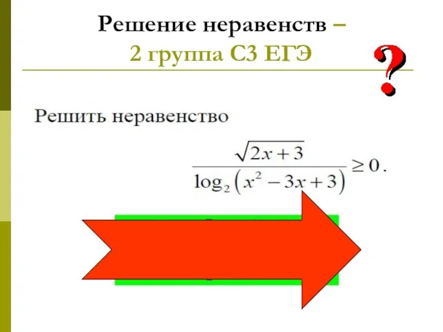 Решение неравенств – 2 группа С3 ЕГЭ