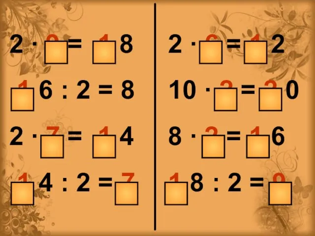 2 ∙ 9 = 1 8 1 6 : 2 = 8