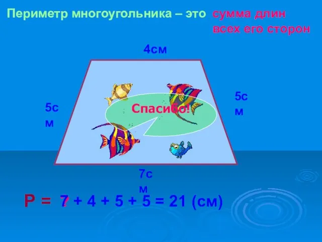 4см 5см 5см 7см Р = Периметр многоугольника – это сумма длин