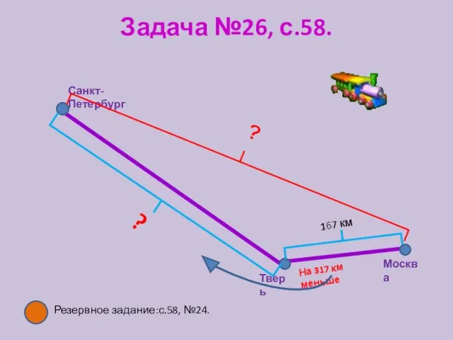 Задача №26, с.58. Санкт- Петербург Тверь Москва 167 км ? На 317