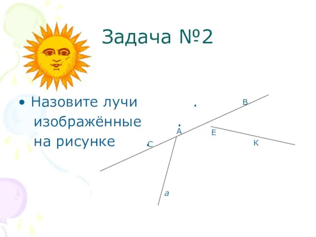 Задача №2 Назовите лучи . изображённые . на рисунке . С В Е К А а