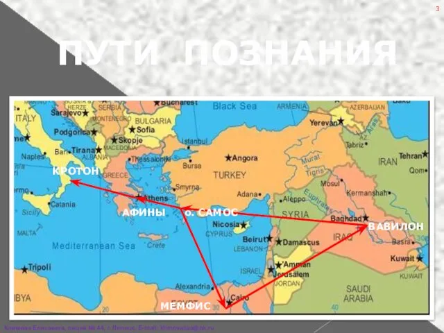 ВАВИЛОН МЕМФИС КРОТОН о. САМОС ПУТИ ПОЗНАНИЯ АФИНЫ Климова Елизавета, лицей №