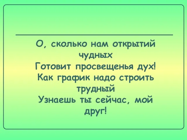 О, сколько нам открытий чудных Готовит просвещенья дух! Как график надо строить