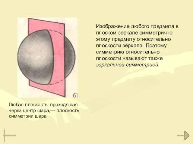 Изображение любого предмета в плоском зеркале симметрично этому предмету относительно плоскости зеркала.