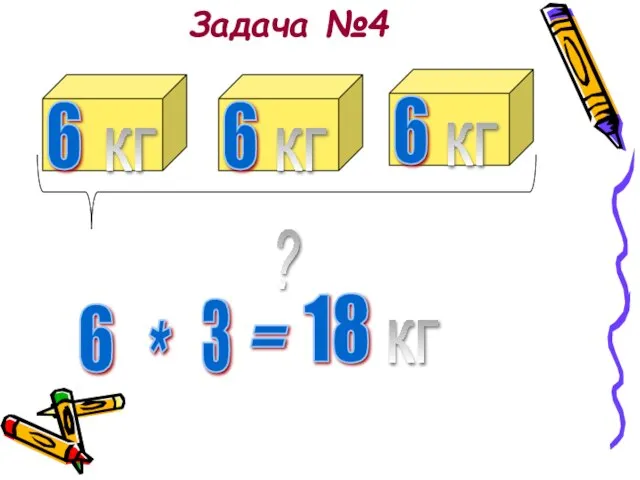 Задача №4 6 6 6 ? 6 * 3 = 18 кг кг кг кг