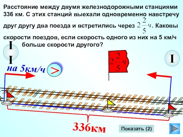 I Расстояние между двумя железнодорожными станциями 336 км. С этих станций выехали