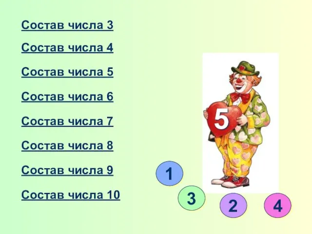 Состав числа 3 Состав числа 4 Состав числа 5 Состав числа 6