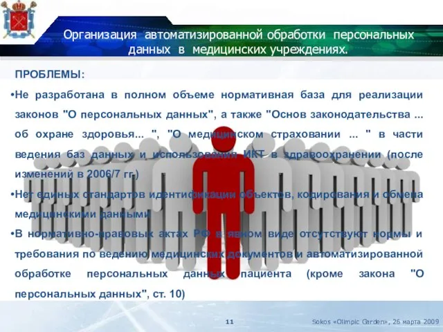 Организация автоматизированной обработки персональных данных в медицинских учреждениях. ПРОБЛЕМЫ: Не разработана в