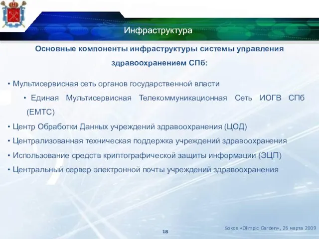 Инфраструктура Мультисервисная сеть органов государственной власти Единая Мультисервисная Телекоммуникационная Сеть ИОГВ СПб