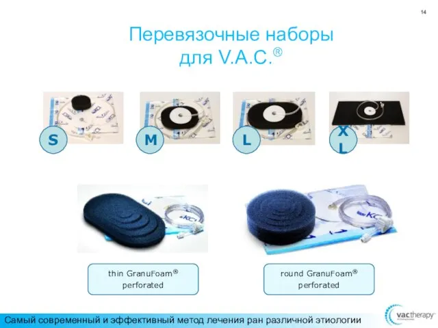 Перевязочные наборы для V.A.C.® XL L M S thin GranuFoam® perforated round
