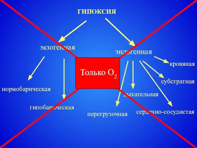 нормобарическая ГИПОКСИЯ экзогенная эндогенная гипобарическая тканевая дыхательная сердечно-сосудистая кровяная субстратная перегрузочная гипобарическая