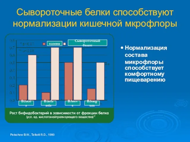 Сывороточные белки способствуют нормализации кишечной мкрофлоры B.lactis B.infantis B.longum B.breve казеин Сывороточный