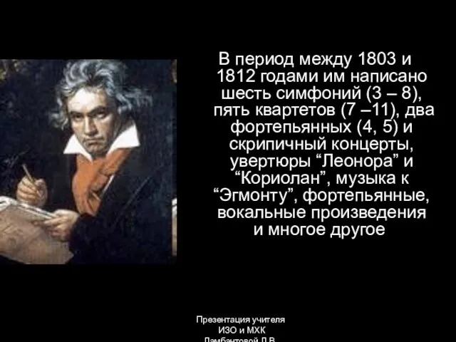 В период между 1803 и 1812 годами им написано шесть симфоний (3