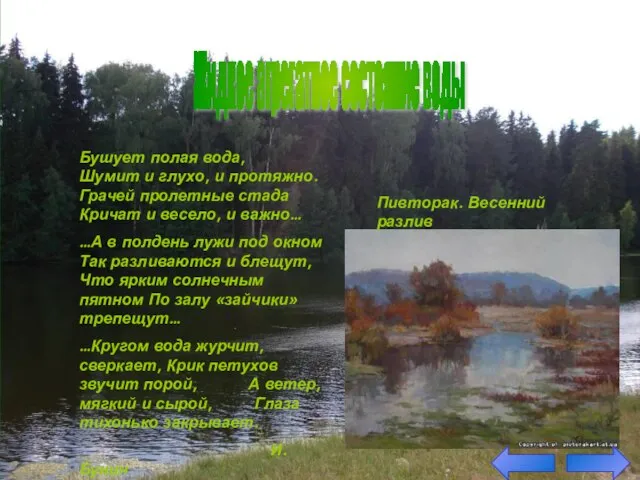 Бушует полая вода, Шумит и глухо, и протяжно. Грачей пролетные стада Кричат