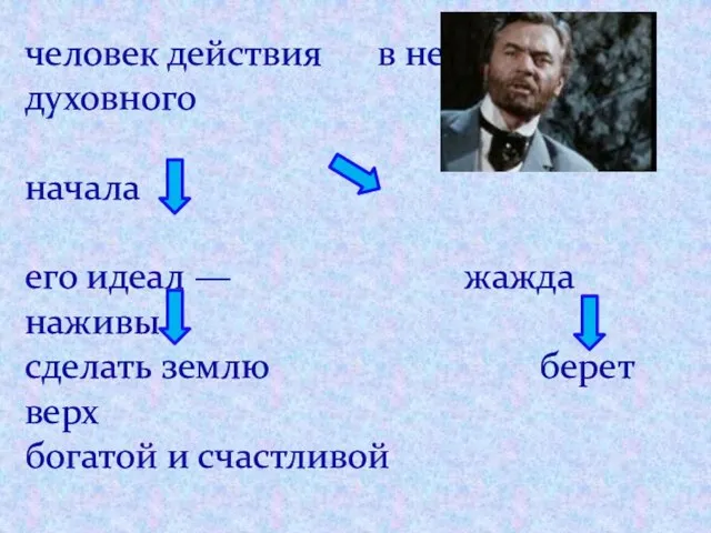 Символ настоящего - образ Лопахина человек действия в нем нет духовного начала