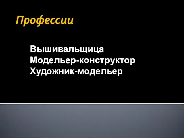 Профессии Вышивальщица Модельер-конструктор Художник-модельер