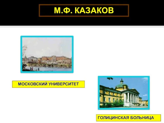 М.Ф. КАЗАКОВ ГОЛИЦИНСКАЯ БОЛЬНИЦА МОСКОВСКИЙ УНИВЕРСИТЕТ