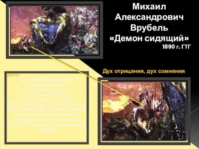 Михаил Александрович Врубель «Демон сидящий» 1890 г. ГТГ цветы Так, как Врубель