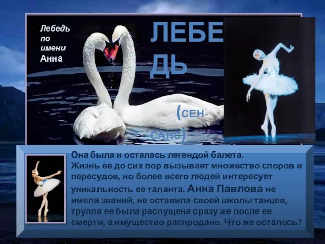 Лебедь (Сен-Санс) Лебедь по имени Анна Она была и осталась легендой балета.