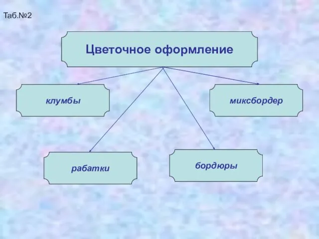 Таб.№2 Цветочное оформление клумбы рабатки миксбордер бордюры