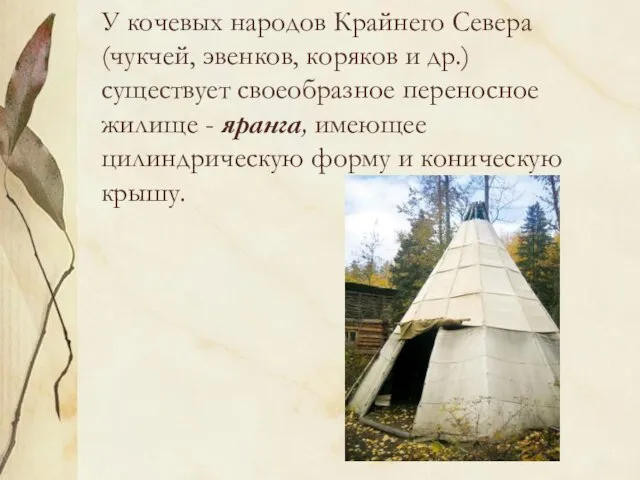 У кочевых народов Крайнего Севера (чукчей, эвенков, коряков и др.) существует своеобразное